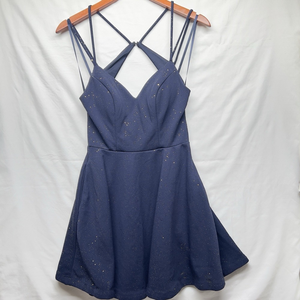 CITY STUDIO Women's Navy Strappy Molded Cups Short Dress Juniors 3 Girl's Dress
